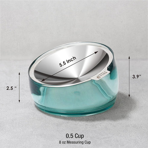 Felli Pet Oblik Anti Whisker Fatigue Cat Bowl Raised Stainless Steel Angled Wide Shallow Dish for Dry Wet Food, Vomit & Spill Proof Tilted Elevate...