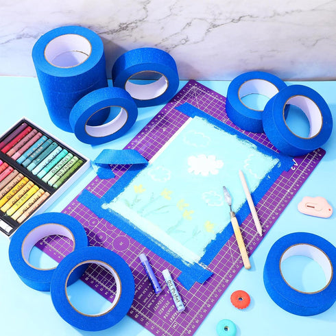 Blue Painters Tape, 1Inch x 50 Yards 4 Rolls Residue Free Wall Painting Tape, Blue Masking Tape for Multi-Surface, Produce Sharp Lines, Masking Ta...