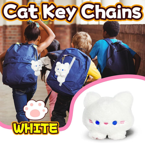 White Cat Stuffed Animals, Kawaii Cat Plushies for Girls and Boys, Soft Cats Mini Plush Toy Key Chains, Fun Cuddly Plush Toys for Kids, Stuffed An...