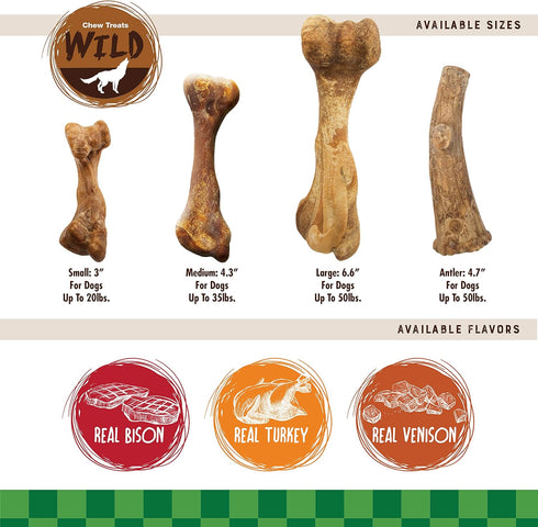 Nylabone Healthy Edibles Natural Long Lasting Venison Flavor Dog Chew Treats Wild Bone Large/Giant(1 Count)...