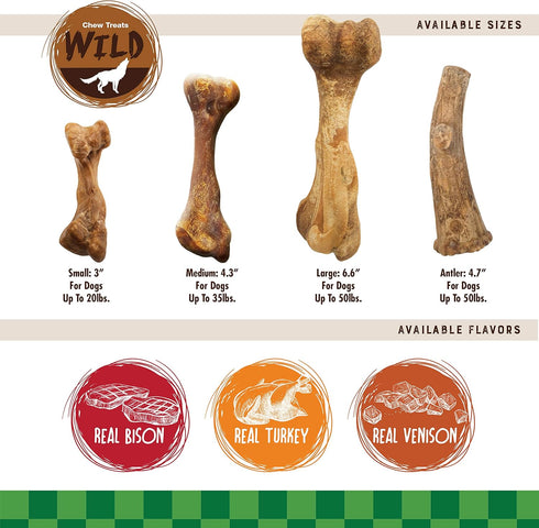 Nylabone Healthy Edibles WILD Antler Natural Long Lasting Venison Flavor Dog Chew Treats Antler Medium/Wolf (10 Count), -...