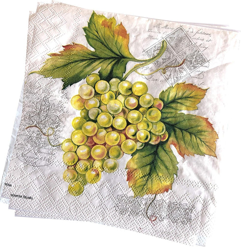 20-ct 13x13 Purple Grape Napkins Decoupage Napkins Luncheon Cocktail Paper Napkins Decorative Paper Napkins for Dessert Birthday Wedding Anniversa...