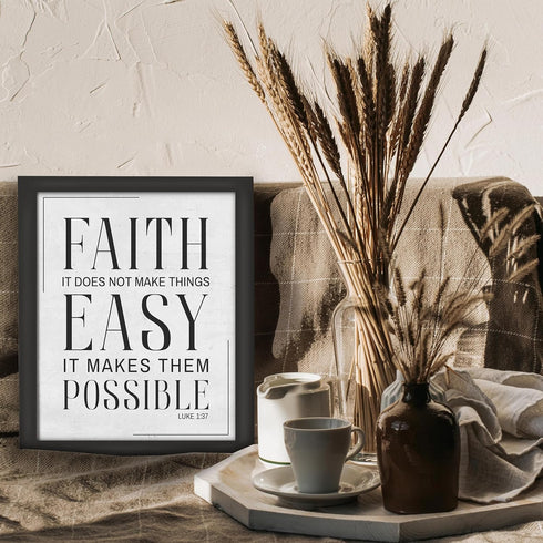 Posterizer 1 pcs-Faith It Does Not Make Things Easy Luke 1: 37 Bible verse-Religious Posters-Quotes and Poems-Gifts for Christians- UNFRAMED Wall ...