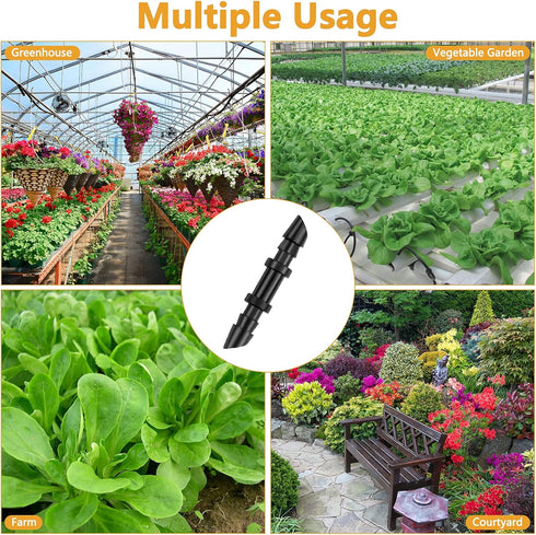 50 Pcs Drip Irrigation Coupling Fittings, 1/4'' Drip Irrigation Tubing, Straight Coupling/Single Barbed Connectors for Universal 1/4 Inch Irrigati...