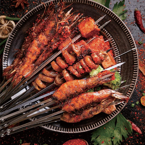 Stainless Steel Kabob Skewers?Barbecue Skewers, Portable Stainless Steel Barbecue Stick Storage Tubes for BBQ Parties and Outdoor Cooking Reusable...