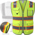 JKSafety 9 Pockets Security Hi-Vis Reflective Safety Vest | HQ Mesh Lite Neon Yellow Body Color Orange Trimming | ANSI/ISEA Compliance (JK100 SEC ...