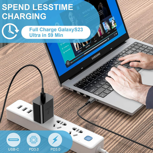 45W USB-C Super Fast Charging Type C Wall Charger for Samsung Galaxy S23 Ultra/S23/S23+/S22/S22 Ultra/S22+/Note 10/Note 20/S20/S21, Galaxy Tab S7+...