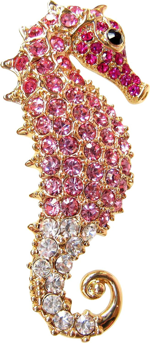 Navachi 18k Gold Plated Multi-Color Crystal Sea Horse Brooch Pin...