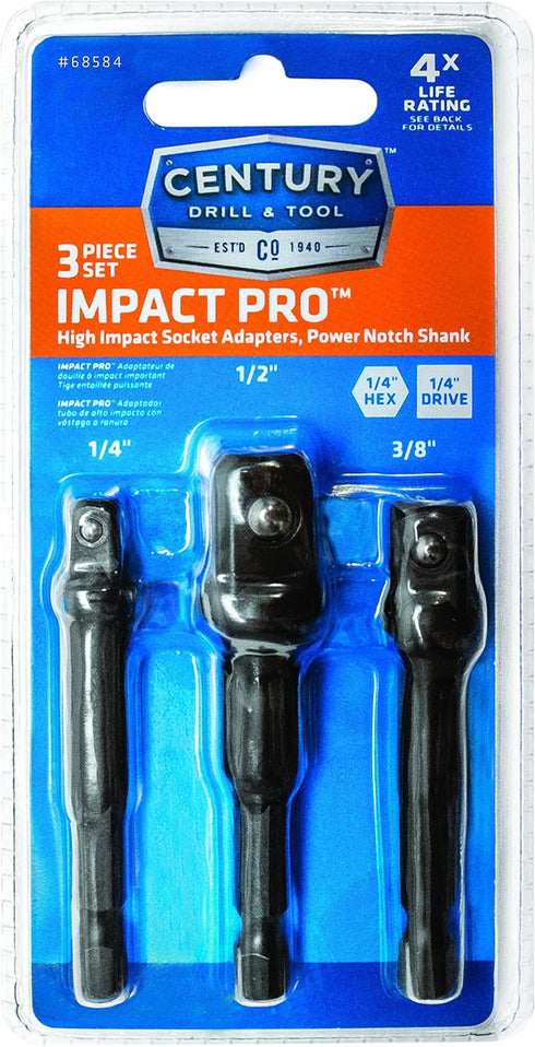 Century Drill & Tool 68584 Impact Pro Square-Drive Socket Adapter Set, 3-Piece...