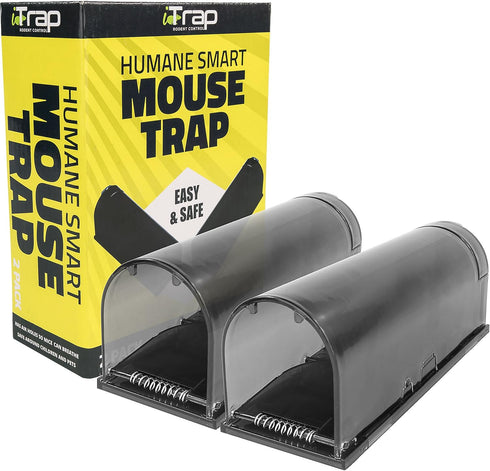 iTrap Humane Live Catch & Release Smart Mouse Traps, Set of 2 - Safe Around Pets & Children...
