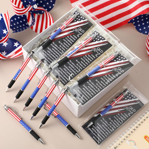 American Flag Ballpoint Pens USA Patriotic Themed Bookmarks Independence Day Souvenirs Gifts Black Gel Ink Ballpoint Pen for Writing and Signing P...