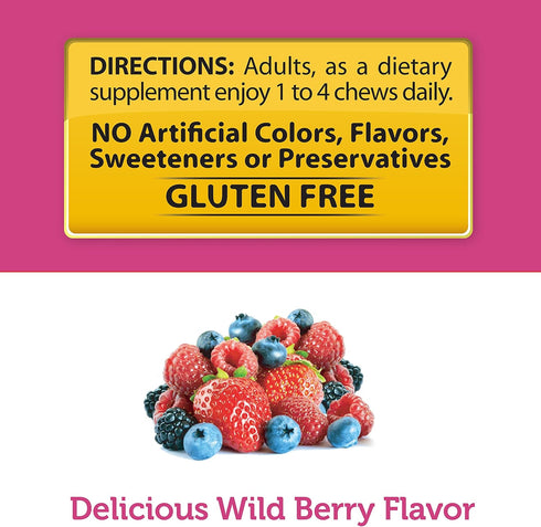 Healthy Delights Naturals, Biotin Soft Chews, Supports Lustrous Hair, Glowing Skin & Strong Nails, Delicious Wild Berry Flavor, 30 Count...