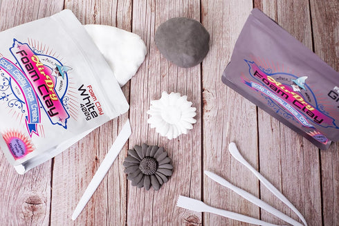 Air Dry - Foam Clay (White 400grams) by Wiser Merch. Includes Sculpting Tools! Cosplay, Fake Bake, Squishy, Foil Sealed,...