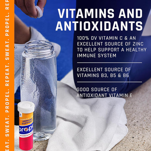 Propel Tablets Immune Support with Vitamin C + Zinc, 2 Flavor Variety Pack, Zero Sugar (Pack of 4)...