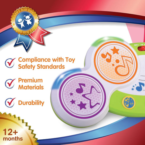 Magic Touch Drum, Toddler Light Up Music Bongos Toy, Infant Touch Sensor Musical Instrument Baby Drum, Birthday for 9 12 18 24 Month, 1 2 3 Year O...