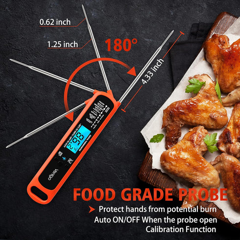Venigo Digital Meat and Food Thermometer for Cooking and Grilling, Waterproof Instant-Read Cooking Thermometer, Kitchen Probe Thermometer for Baki...