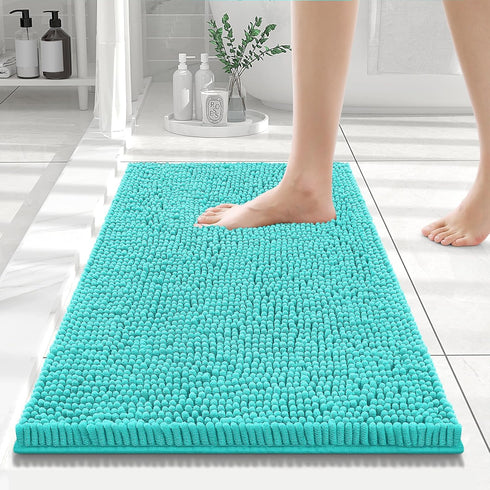 Smiry Luxury Chenille Bathroom Rugs 24x16, Extra Soft and Absorbent Shaggy Bath Mat, Machine Washable, Non-Slip Plush Carpet Runner for Tub, Showe...