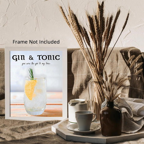 Posterizer 1 pcs-Gin Tonic Retro Kitchen Poster-Kitchen & Bar Art-GIft for Men Women Teens-Art for Cafe, Restaurant, Coffee Bar - unframed wall ar...