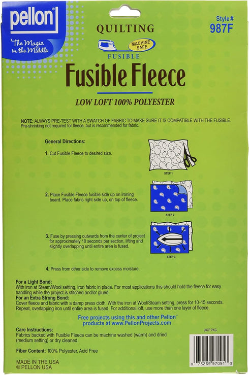 Pellon White Fusible Fleece 22" x 36" Packages, Pack 1...