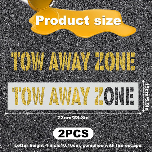 2pcs Tow Away Zone Stencils, 28.35x5.9 Inch Parking Lot Stencils Reusable Letter Stencils Paint Stencils Warning Sign Stencils Floor Paint Stencil...