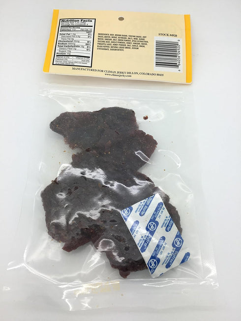 BEST Premium Slightly Sweet 4 OZ. Mild and Tender Honey Glazed Beef Steak Jerky from Colorado USA - Wood Smoked With Hickory Wood by Climax Jerky ...