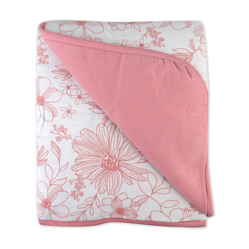 HonestBaby Light Weight Reversible Quilted Blanket, Sketchy Floral Pink, One Size...