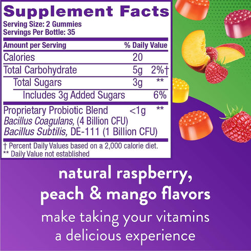 Vitafusion Probiotic Gummy Supplements, Raspberry, Peach and Mango Flavors, Probiotic Nutritional Supplements with 5 Billion CFUs, America’s Numbe...