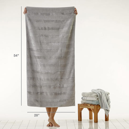 SKL Home Efrie 100% Turkish Cotton Bath Towel, 28" x 54", Gray...