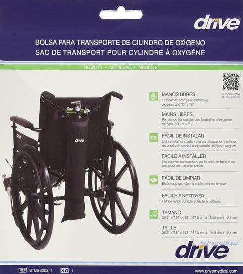 Drive Medical Universal Oxygen Cylinder Carry Bag, Black...