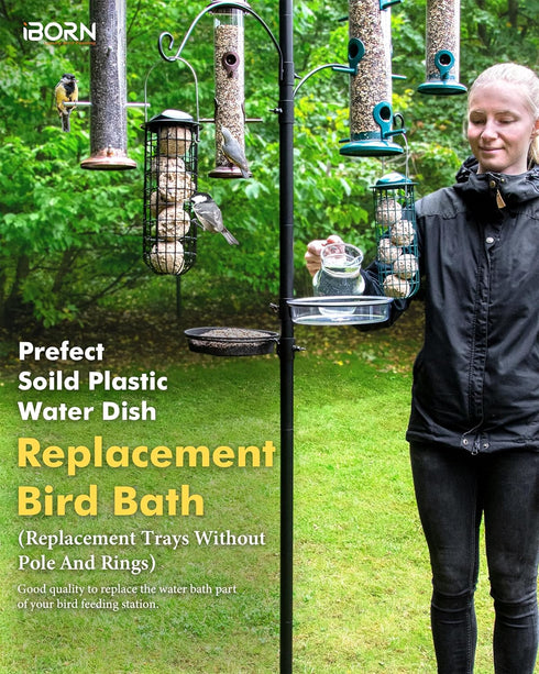 iBorn PC Plastic Bird Water Dish,Bird Bath Bowl Repalcement for Small Bird,Bird Feeder Station Tray Accessories 17.2cm?2 Pack?...
