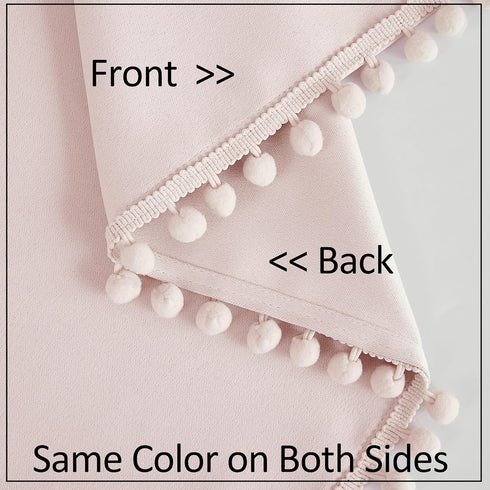 Treatmentex Pom-Pom Pink Half-Blackout Curtains 45'''' Short Window Curtain Set for Girls Baby Nursery Room Darkening Drapes 2 Panels Rod Pocket,A...
