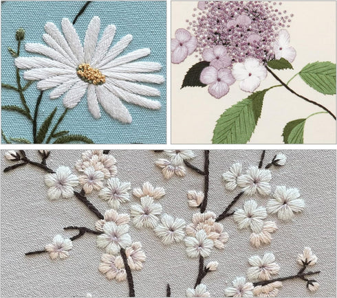 Silentsea 3 Sets of Starter Kits for Embroidery Beginners, Including 3* Embroidery Cloth with Patterns, Hoop, Needle, Manual and Other Manual DIY ...
