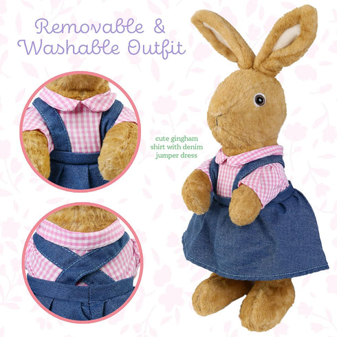 BenBen Easter Bunny Stuffed Animal, 12” Brown Rabbit Plush for Home Decor, Rabbit Stuffed Animal Wearing Pink Clothes for Kids, Gifts for Birthday...