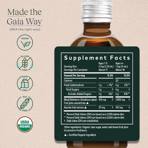 Gaia Herbs Black Elderberry(Sambucus Nigra) Syrup-Immune Support Supplement-Made with Organic Black Elderberries for Immune System Support-USDA Ce...