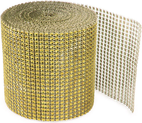 Super Z Outlet Sparkling Rhinestone Mesh Ribbon for Event Decorations, Wedding Cake, Birthdays, Baby Shower, Arts & Crafts, 4.75" x 10 Yards, 24 R...