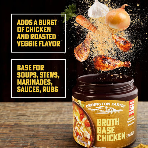 Orrington Farms Chicken Flavored Broth Base & Seasoning, Ready-To-Use, Chicken Bouillon Powder Concentrate, Versatile Usage, Season-To-Taste, Easy...
