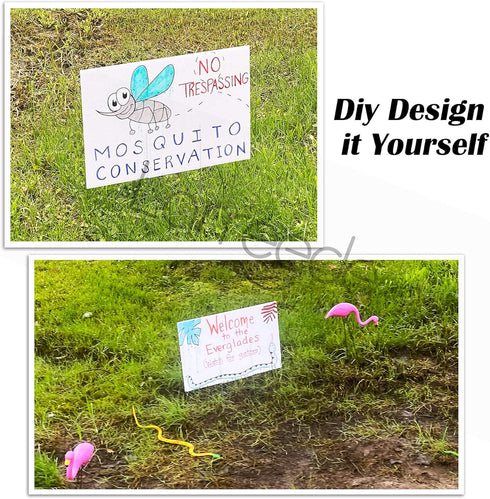 Blank Yard Signs With Stakes, 2 Pack 18 x 12 Inches White Plastic Yard Lawn Sign For Happy Birthday,Garage Sale Signs, Rent, Guidepost Decorations...