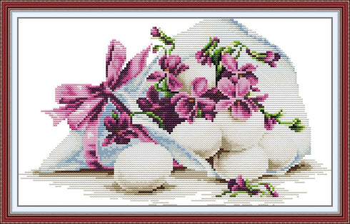 CaptainCrafts New Cross Stitch Kits Embroidery Kit Full Range Beautiful Flowers Pattern Unpreprint Fabrics Kits for Adults Beginners (Unpreprint 1...