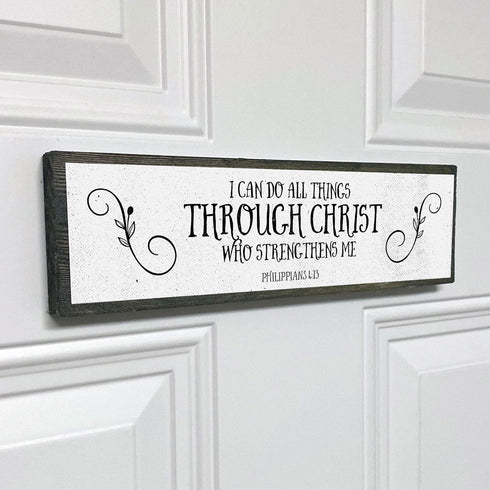 Christian Wall Art - I Can Do All Things Through Christ Who Strengthens Me Wall Décor – Beautiful Bible Verse Modern Farmhouse Wall Art – Wood and...