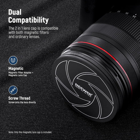 NEEWER 52mm Magnetic Aluminum Lens Cap with 52mm Thread, Compatible with K&F Compatible with Kase NEEWER 52mm Magnetic Lens Filters and 52mm Camer...