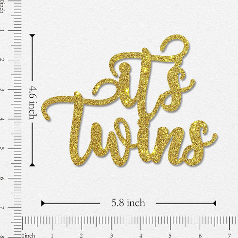 Gold Glitter It's Twins Cake Topper for Baby Shower,Gender Reveal,Baby 6 Months, 1st Birthday Party Decorations Supplies Babies Cake Topper...