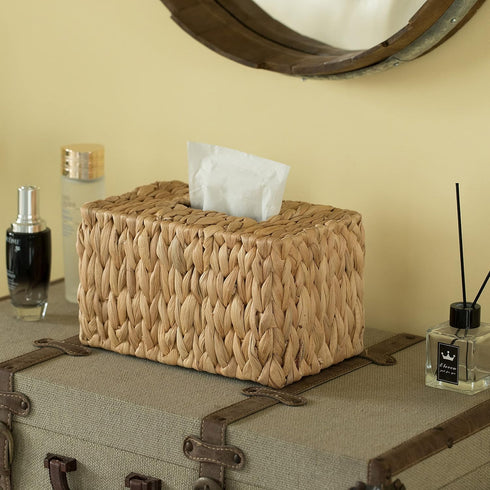 Water Hyacinth Wicker Rectangular Tissue Box Cover - Tall...