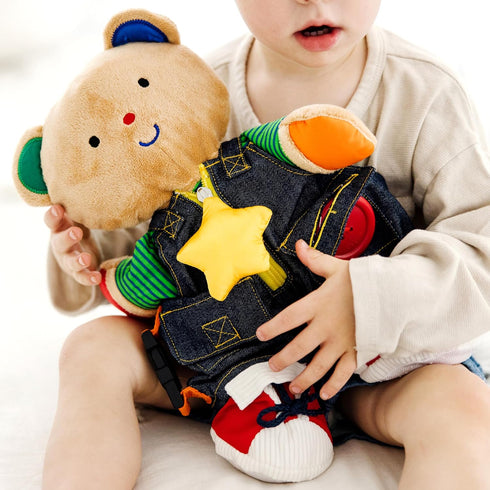 Melissa & Doug K's Kids - Teddy Wear Stuffed Bear Educational Toy - Plush Bear Zipper And Button Learning Toy for Toddlers...
