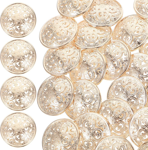 SUPVOX 30pcs Metal Buttons for Coat Jacket Round Flat Button Replacement Hollow Buckle DIY Sewing Clothes Sweater (Light Gold,23MM)...