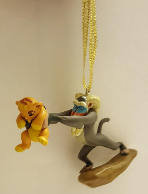 4" Disney Lion King Rafiki Baboon & Baby Simba Christmas Tree Ornament Figure...