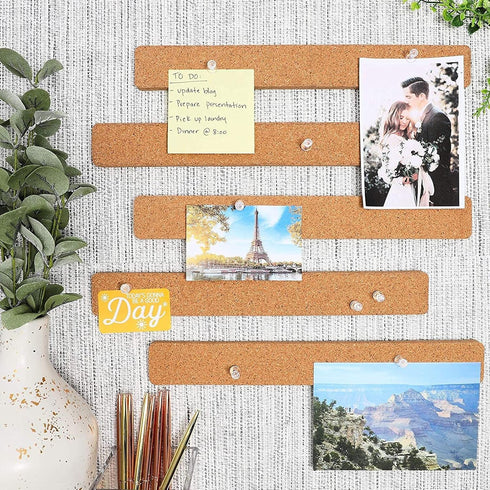 6 Pack Cork Board Strips for Walls - Adhesive Bulletin Board Bar Strips, 12x1.5 inch, 0.8 inch Thick - Natural Cork Boards for Office, Home, Class...