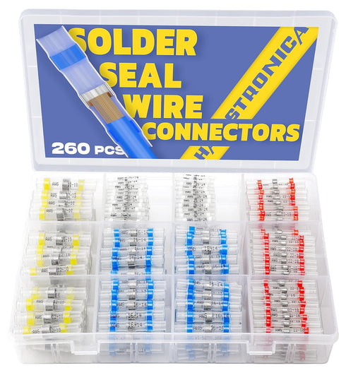 260PCS Solder Seal Wire Connectors-haisstronica Waterproof Wire Connectors-Heat Shrink Wire Connectors-Self Solder for Marine,Stereo(20Yellow 60Wh...
