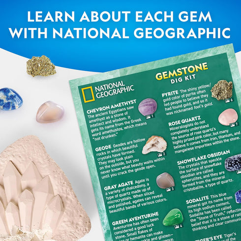 Gemstone Dig Kit – Dig Up 10 Real Gemstones and Crystals, Science Kit for Kids, Gem Digging Kit, Gift for Girls and Boys, Mining Kit, Rock Collect...