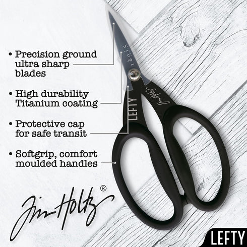 Tonic Studios 7in Left Handed Titanium Snips Tim Holtz Non-Stick Micro Serrated Scissors 7"...