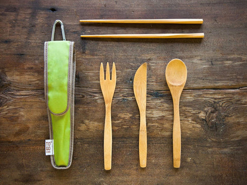 TO GO WARE Reusable Bamboo Utensil Travel Set | Includes Fork, Knife, Spoon, Chopsticks, & Carabiner Clip | Made from Sustainable Materials | Perf...